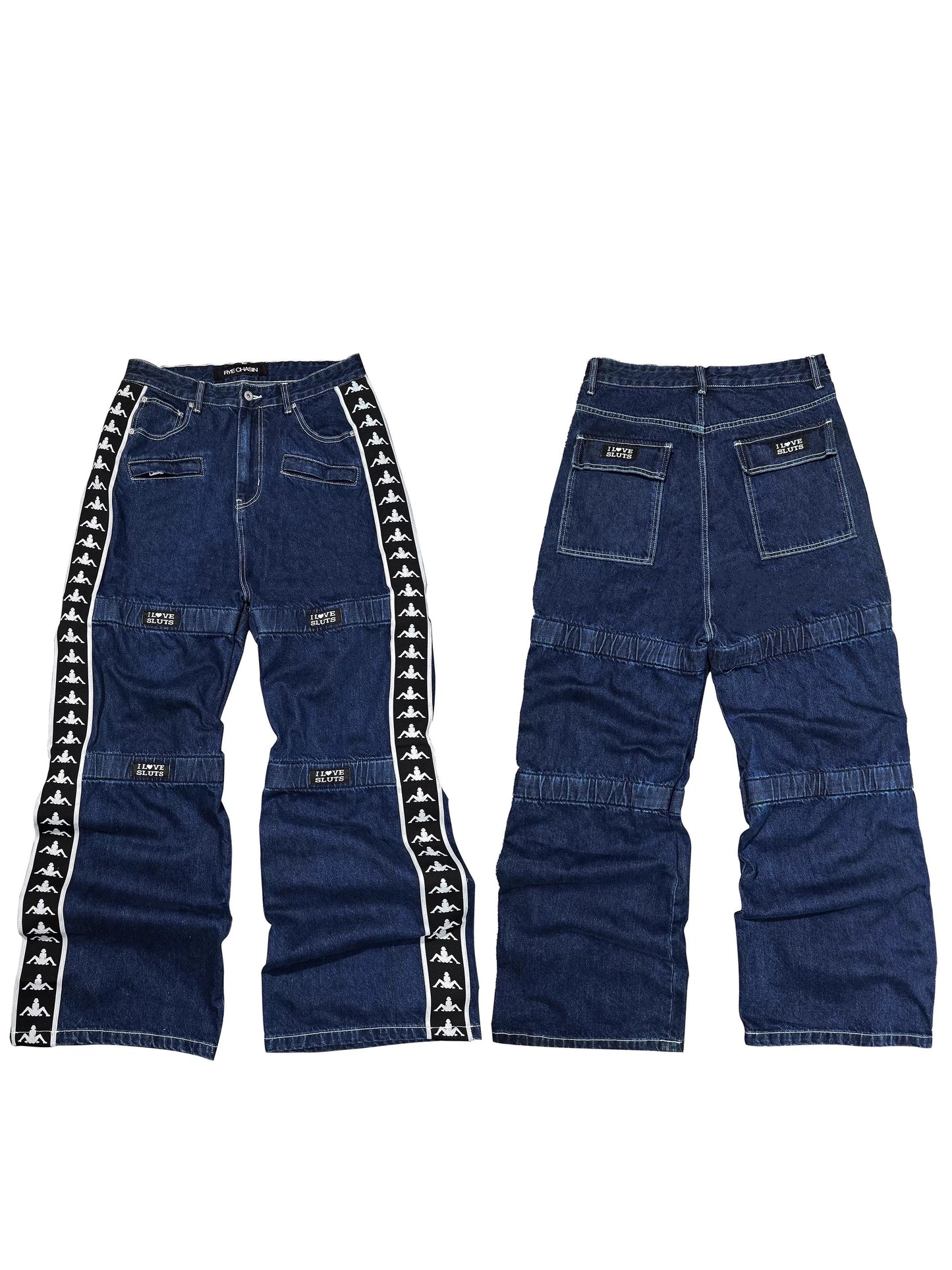 *RYECHASIN “L♥VE SLUTS” 90s“KAPPA REMAKE”STYLE JEANS