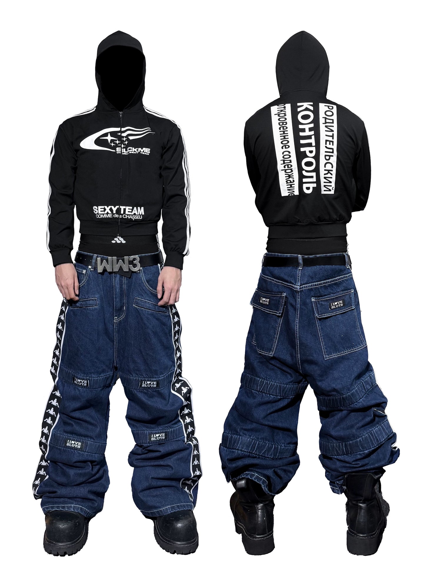 *RYECHASIN “L♥VE SLUTS” 90s“KAPPA REMAKE”STYLE JEANS