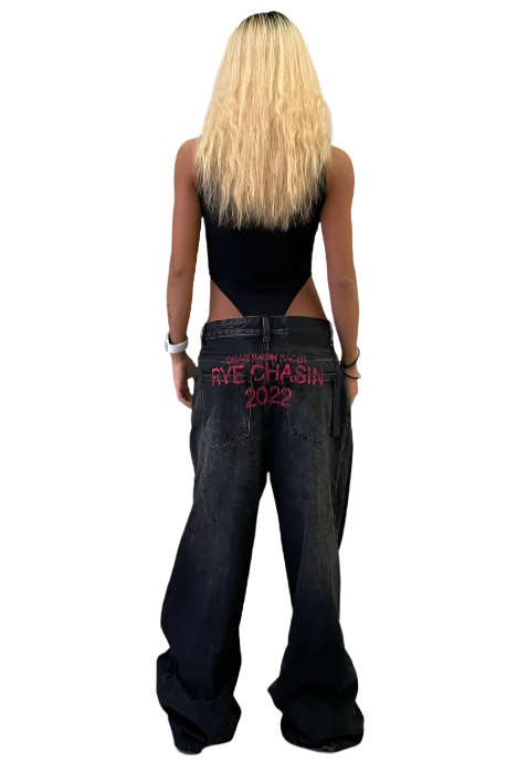 *RYECHASIN2022*WASHED GRAY LOOSE* GRAY BLACK DENIM