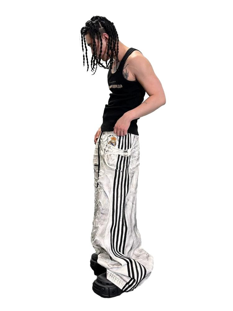 *RYE CHASIN ."FOOTBALL PUNKS"! WHITE CANVAS PANTS