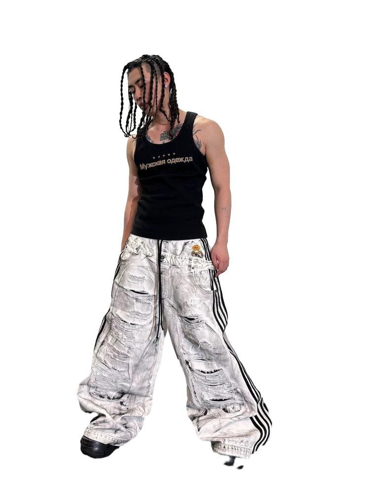 *RYE CHASIN ."FOOTBALL PUNKS"! WHITE CANVAS PANTS