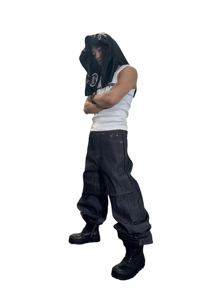 *RYECHASIN PEEL-OFF PANT PIECE RAW UNSLAKED RAW COW JEANS IN ORIGINAL COLOR