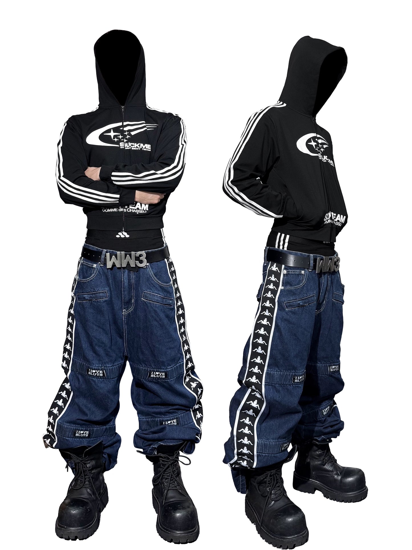 *RYECHASIN “L♥VE SLUTS” 90s“KAPPA REMAKE”STYLE JEANS