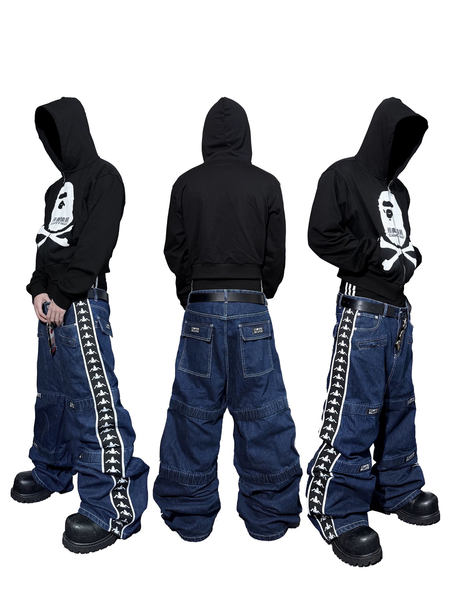 *RYECHASIN “L♥VE SLUTS” 90s“KAPPA REMAKE”STYLE JEANS