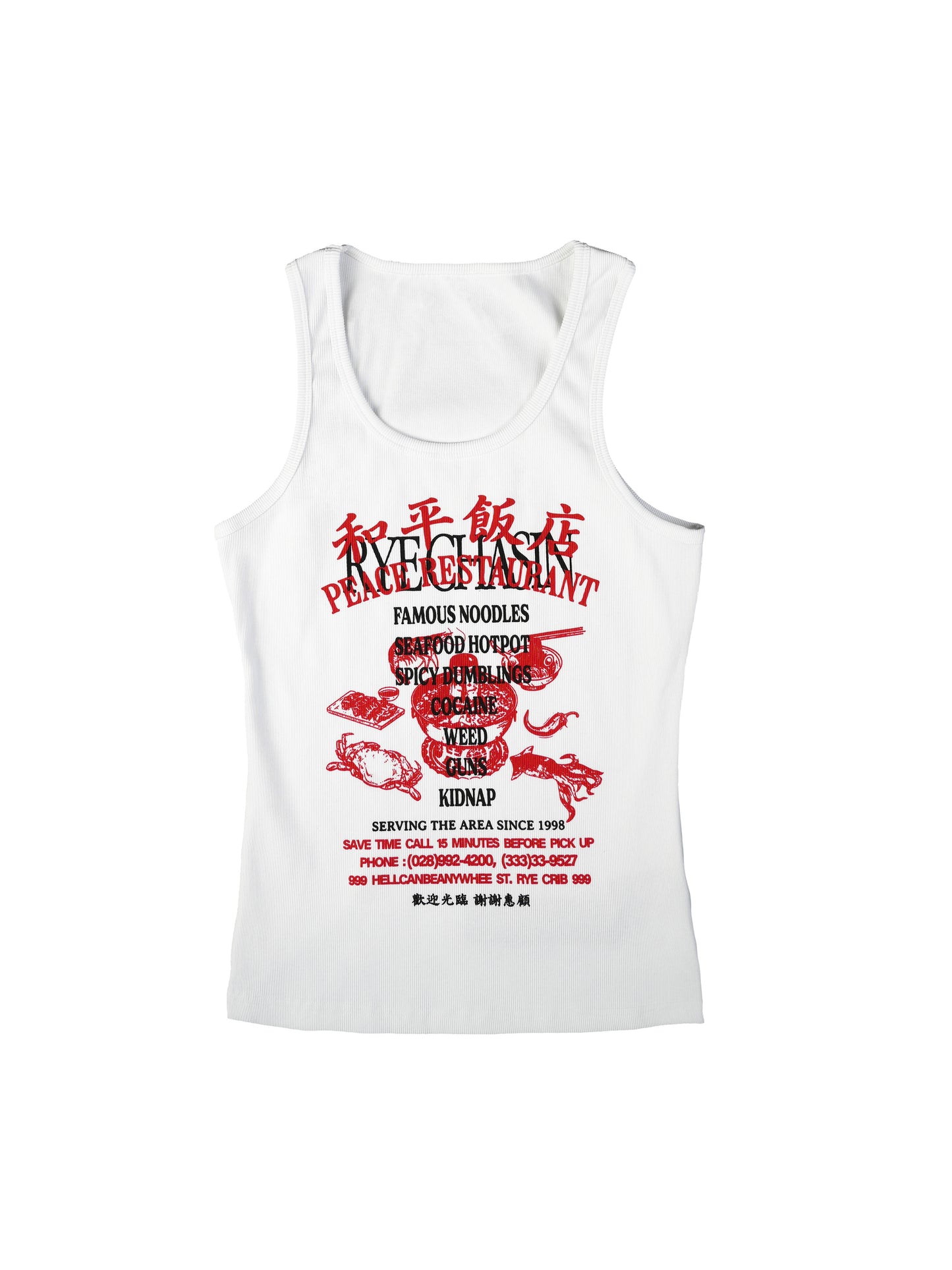 *RYE CHASIN*PEACE RESTAURANT" TANK TOP