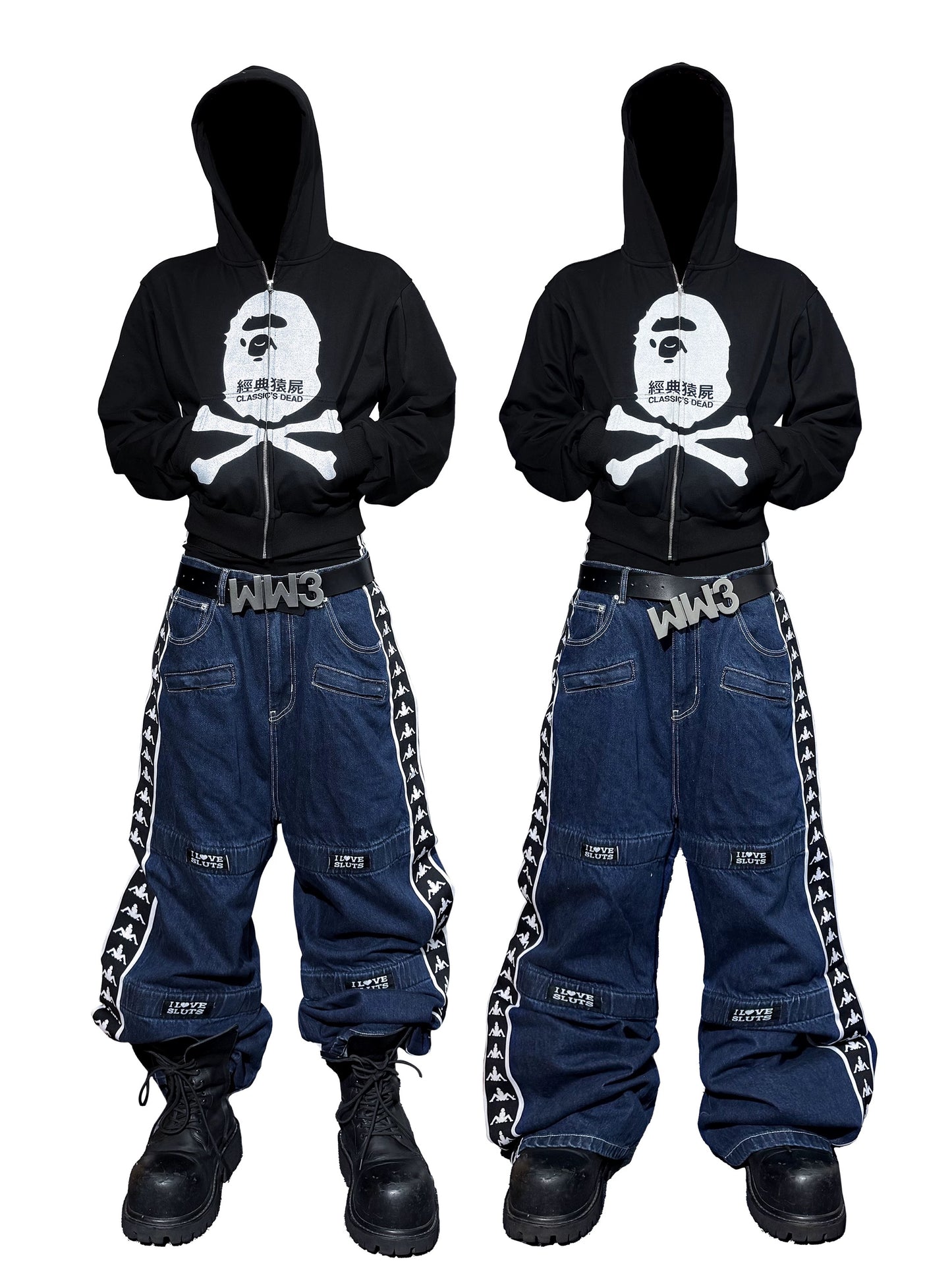 *RYECHASIN “L♥VE SLUTS” 90s“KAPPA REMAKE”STYLE JEANS