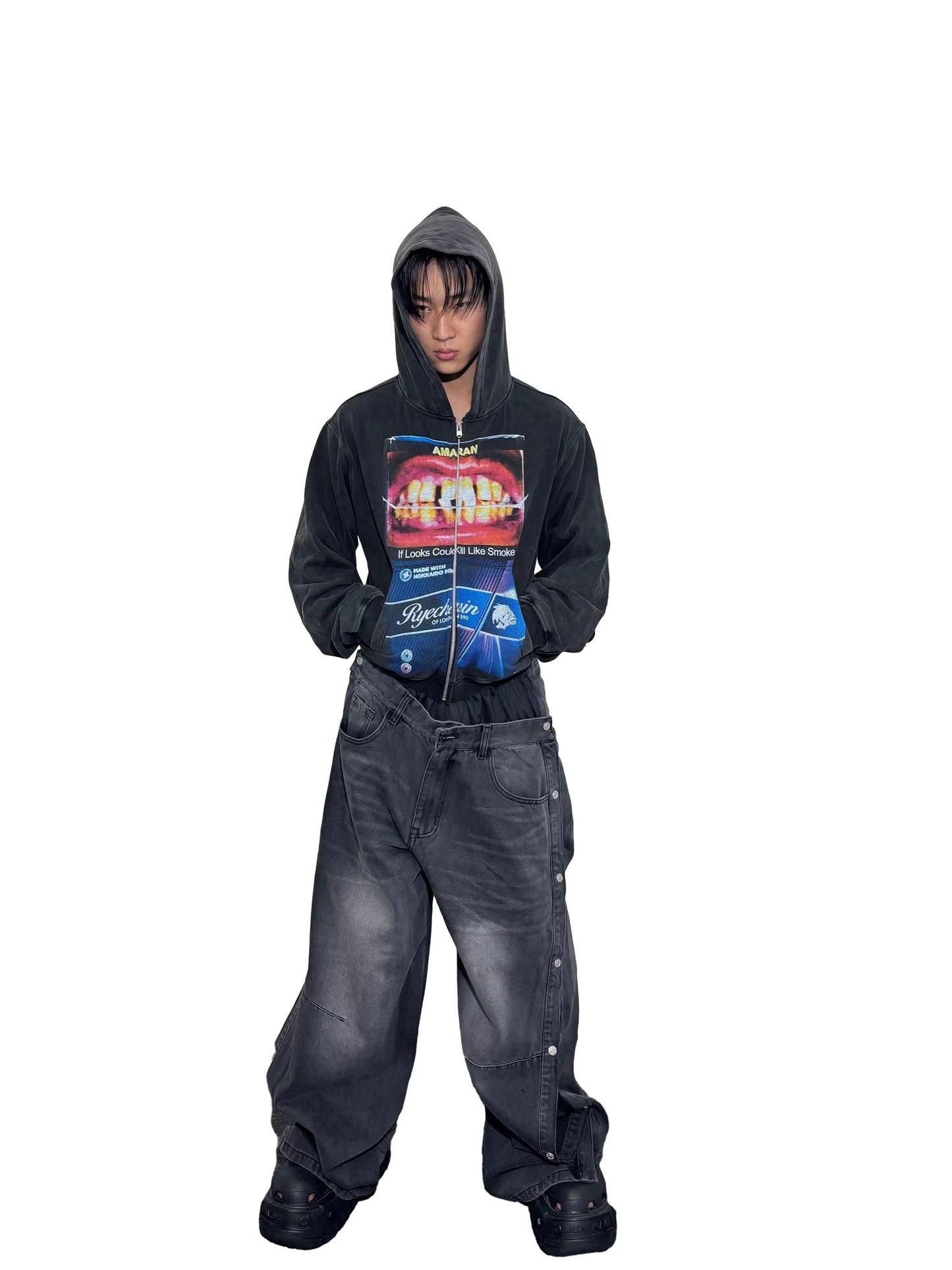 *RYE CHASIN *IF LOOKS COULD SMOKE ZIP-UP HOODIE