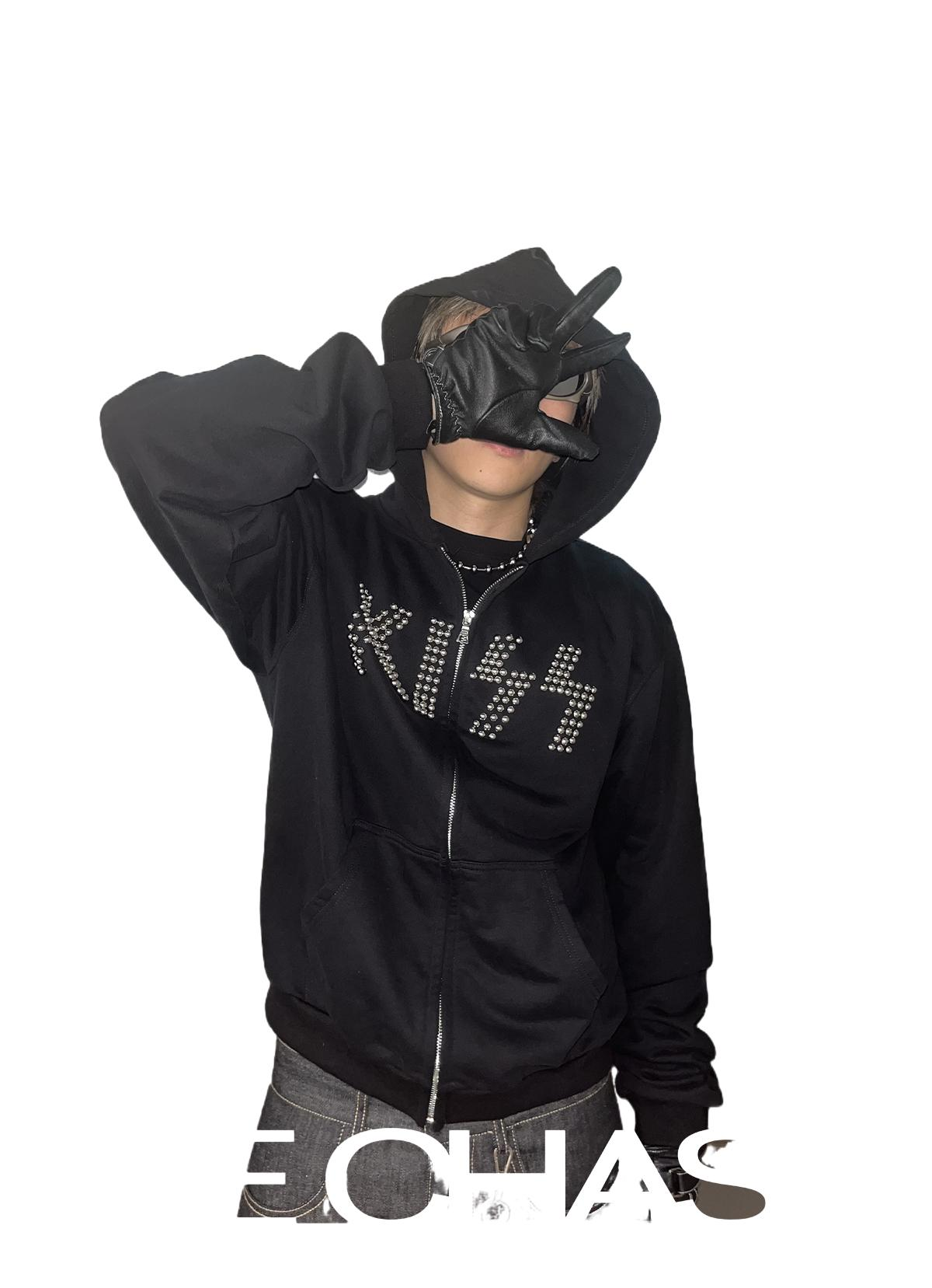 *RYE CHASIN BAND KISS SLIM FIT BEADED METALLIC BEAD SWEATSHIRT