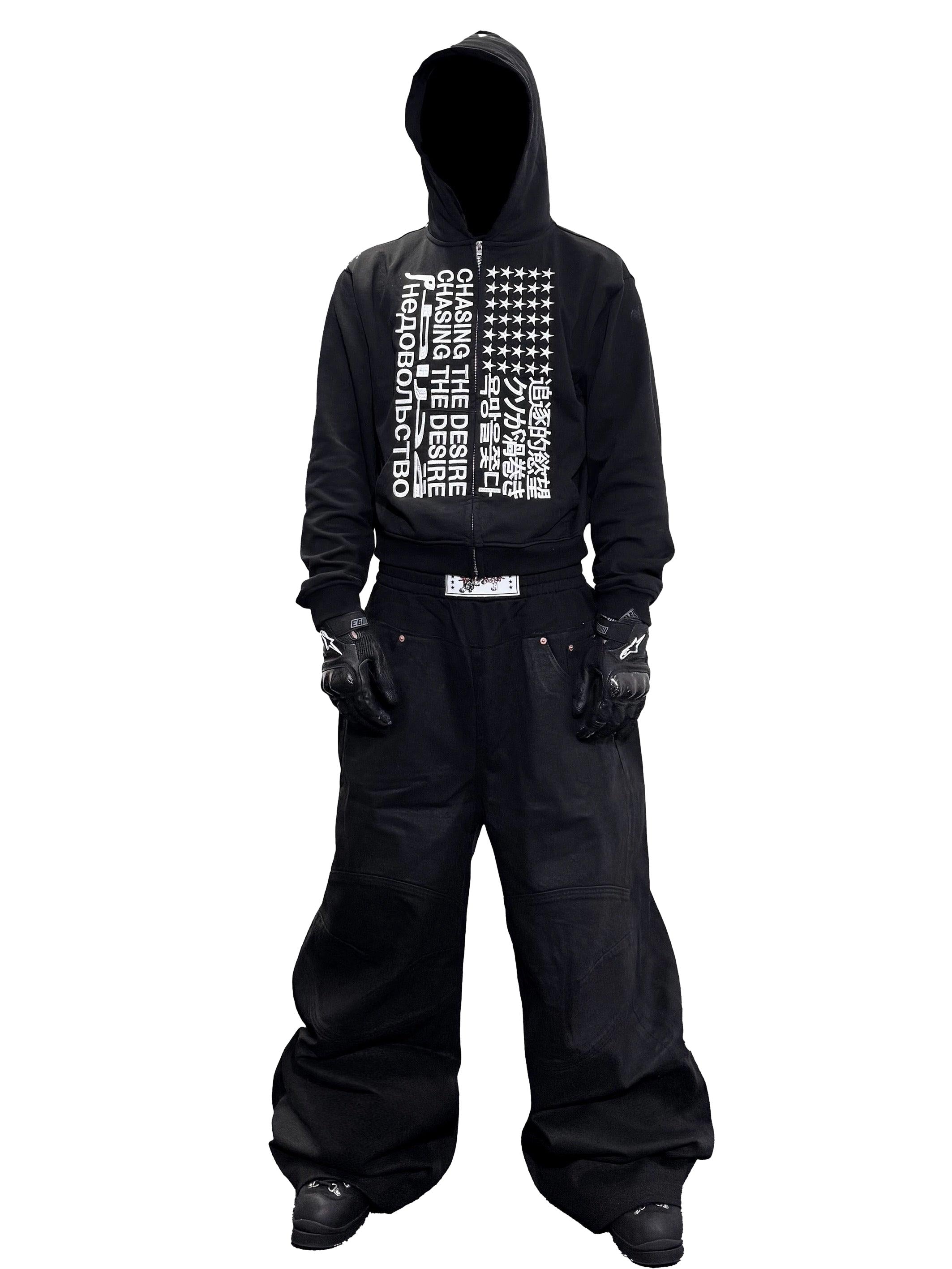 *RYECHASIN "追逐的慾望" "CHASIN THE DESIRE" ZIP-UP HOODIE BLCK