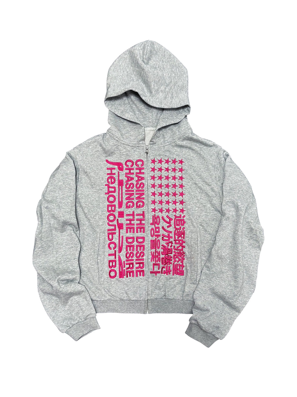 *RYECHASIN "追逐的慾望" "CHASIN THE DESIRE" ZIP-UP HOODIE GREY&PINK