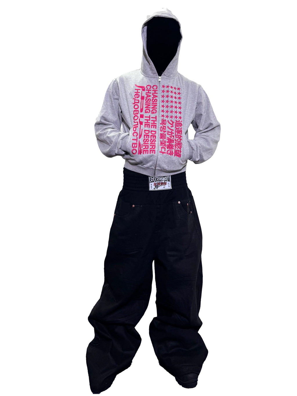 *RYECHASIN "追逐的慾望" "CHASIN THE DESIRE" ZIP-UP HOODIE GREY&PINK