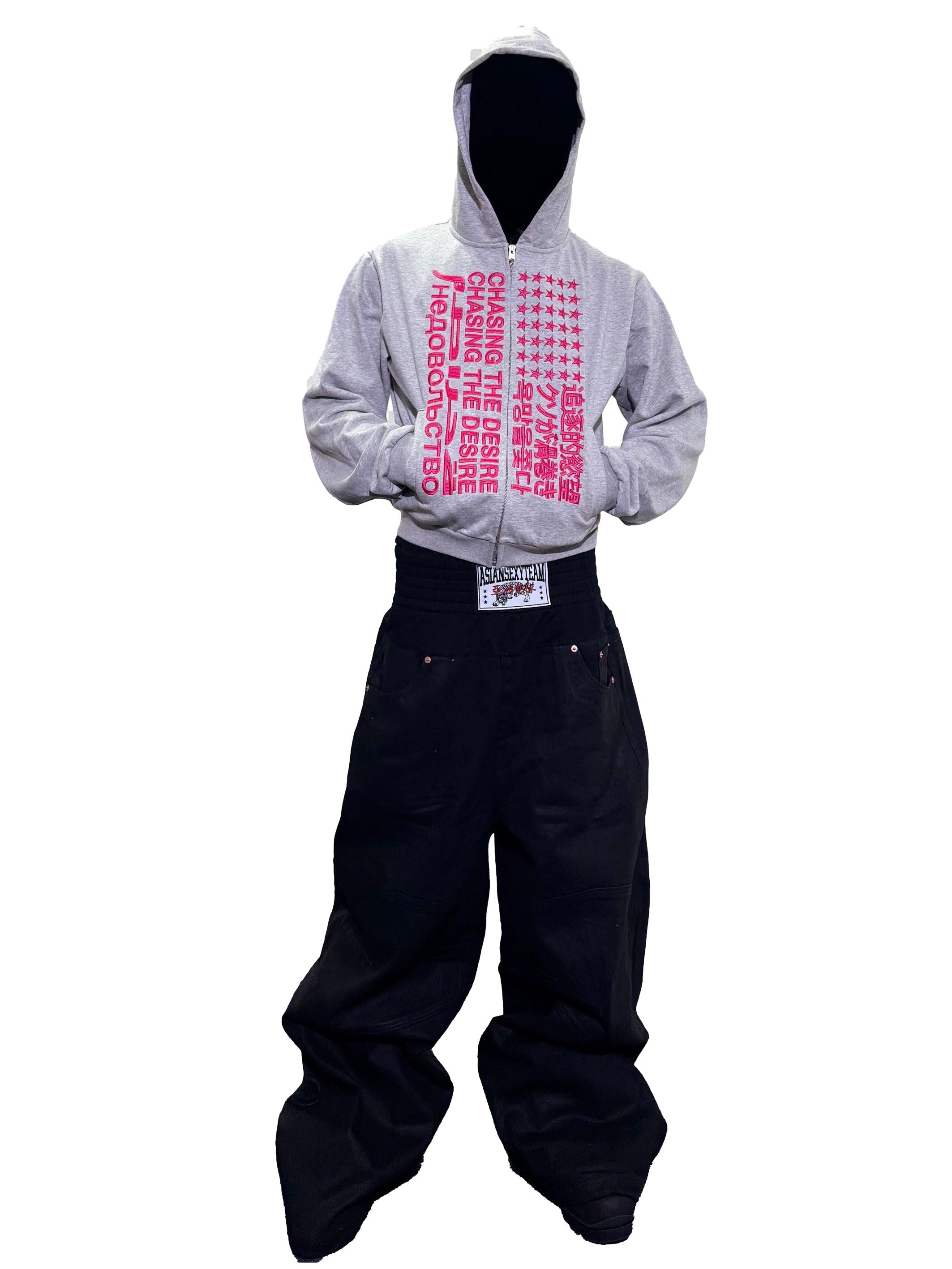 *RYECHASIN "追逐的慾望" "CHASIN THE DESIRE" ZIP-UP HOODIE GREY&PINK