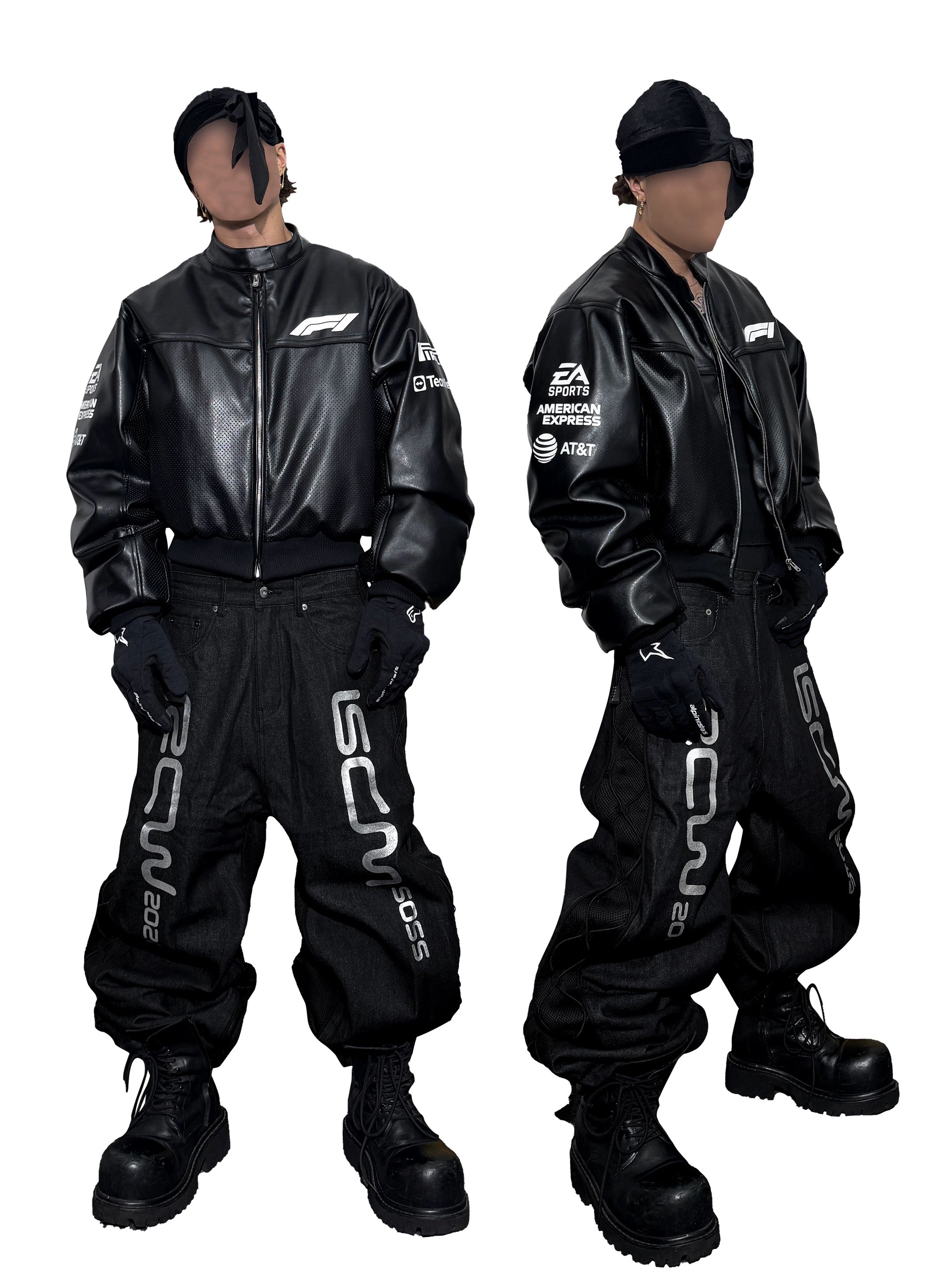 \"RYE CHASIN RACER 2027\" 808carrot着用 RYE CHASIN “Kawasaki” tiger embroidered bosozoku three-bar iron