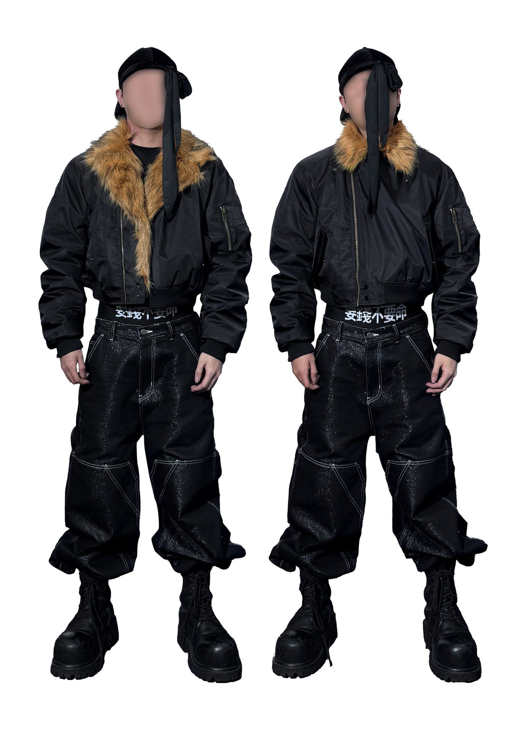 *RYE CHASIN *FUR-LINED AVIATOR PADDED BOMBER JACKET