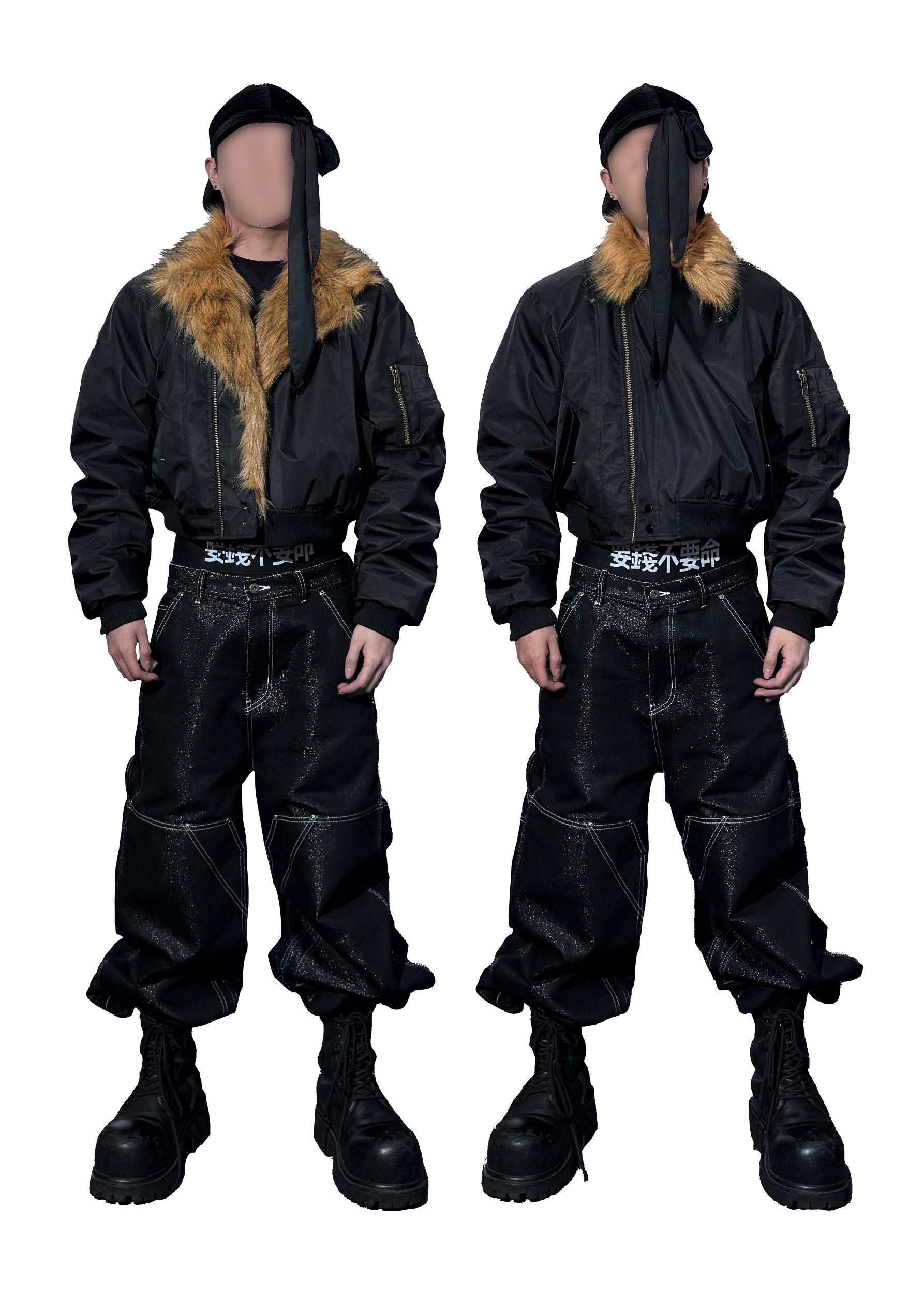 *RYE CHASIN *FUR-LINED AVIATOR PADDED BOMBER JACKET