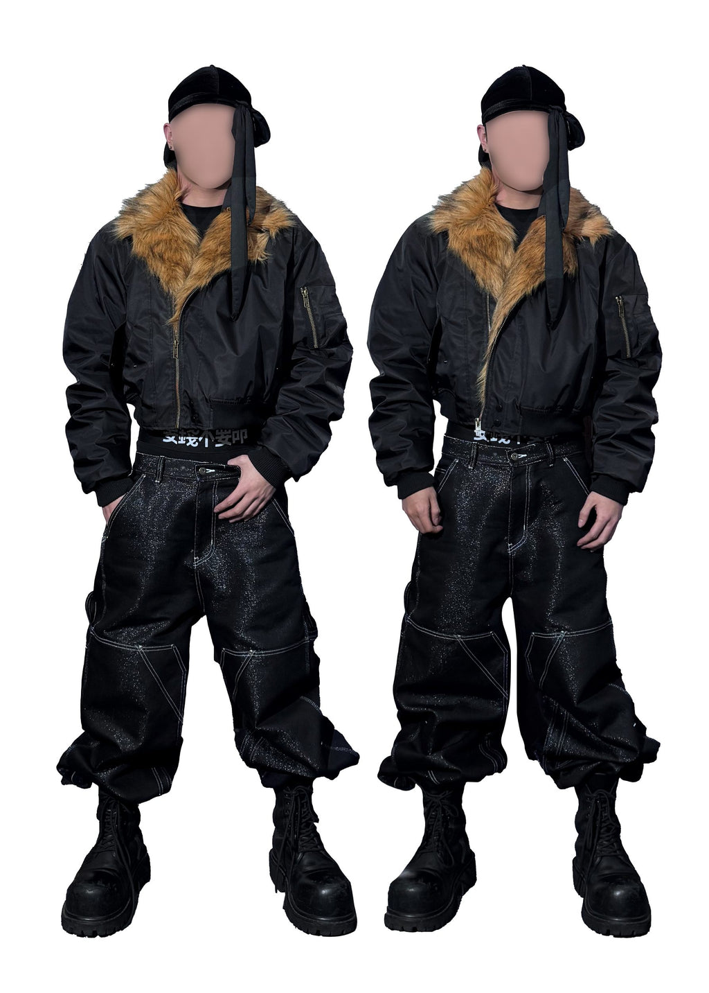 *RYE CHASIN *FUR-LINED AVIATOR PADDED BOMBER JACKET