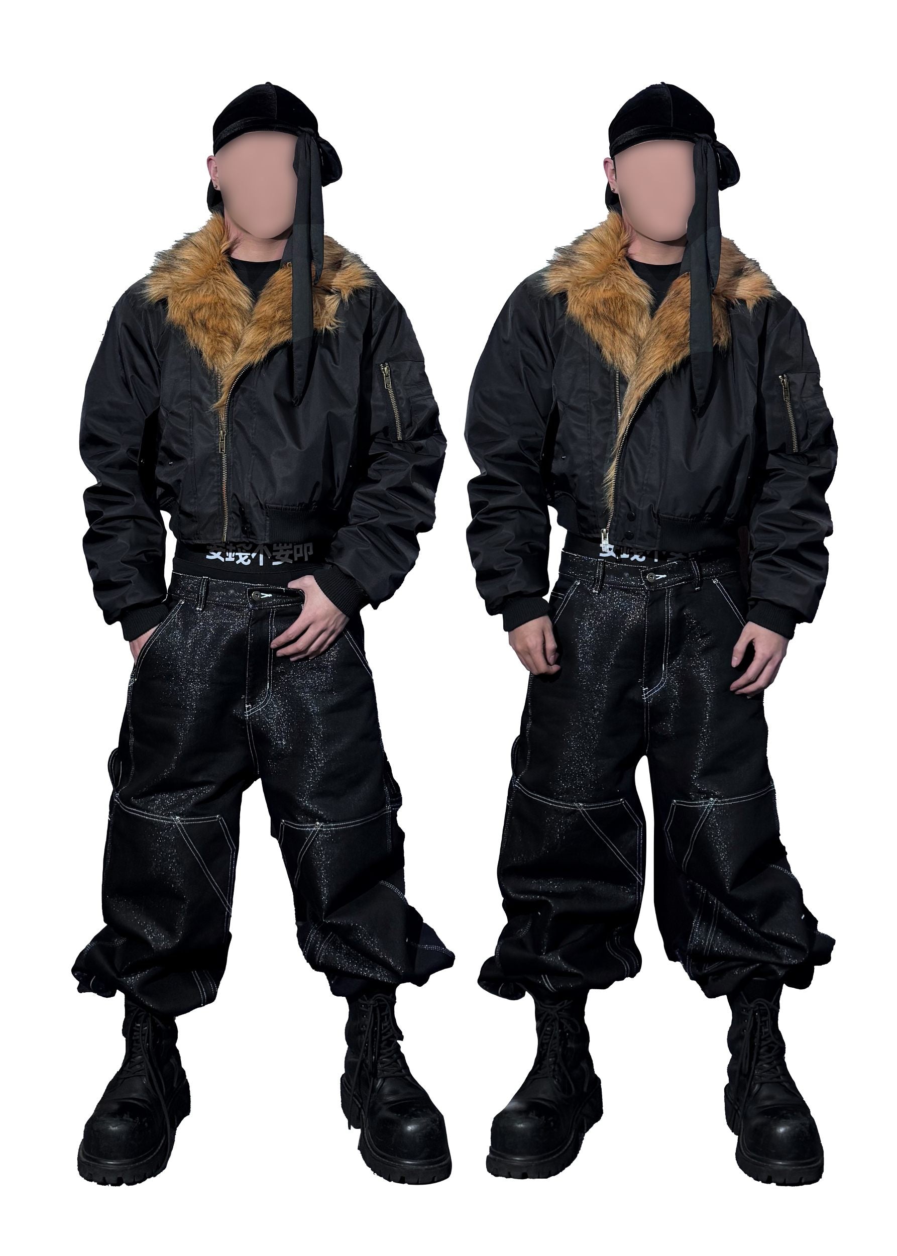 *RYE CHASIN *FUR-LINED AVIATOR PADDED BOMBER JACKET