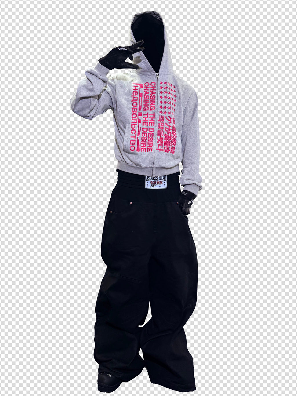 *RYECHASIN "追逐的慾望" "CHASIN THE DESIRE" ZIP-UP HOODIE GREY&PINK