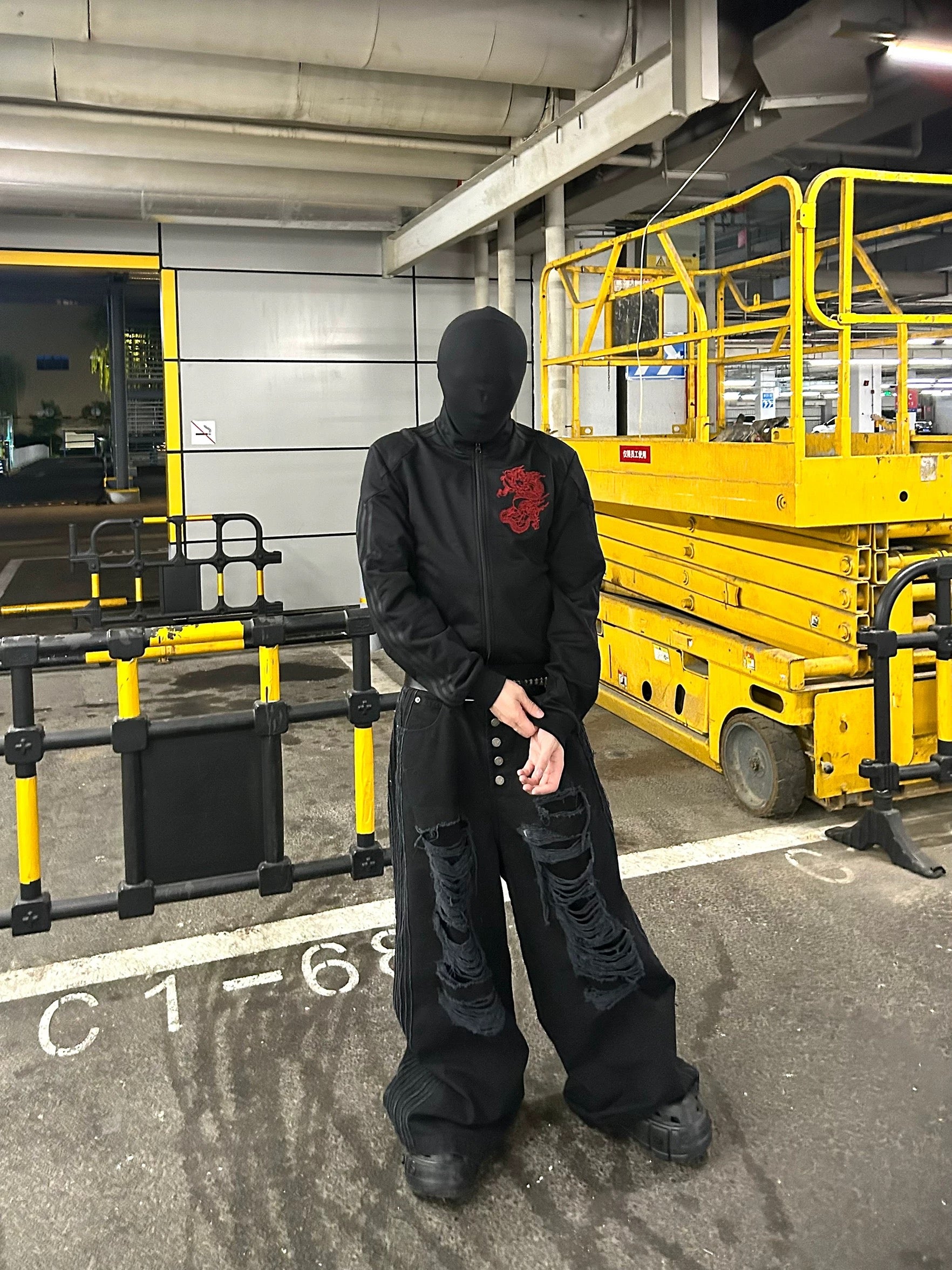 *RYE CHASIN "BOSOZOKU" EMBROIDERED JACKET BLACK/RED