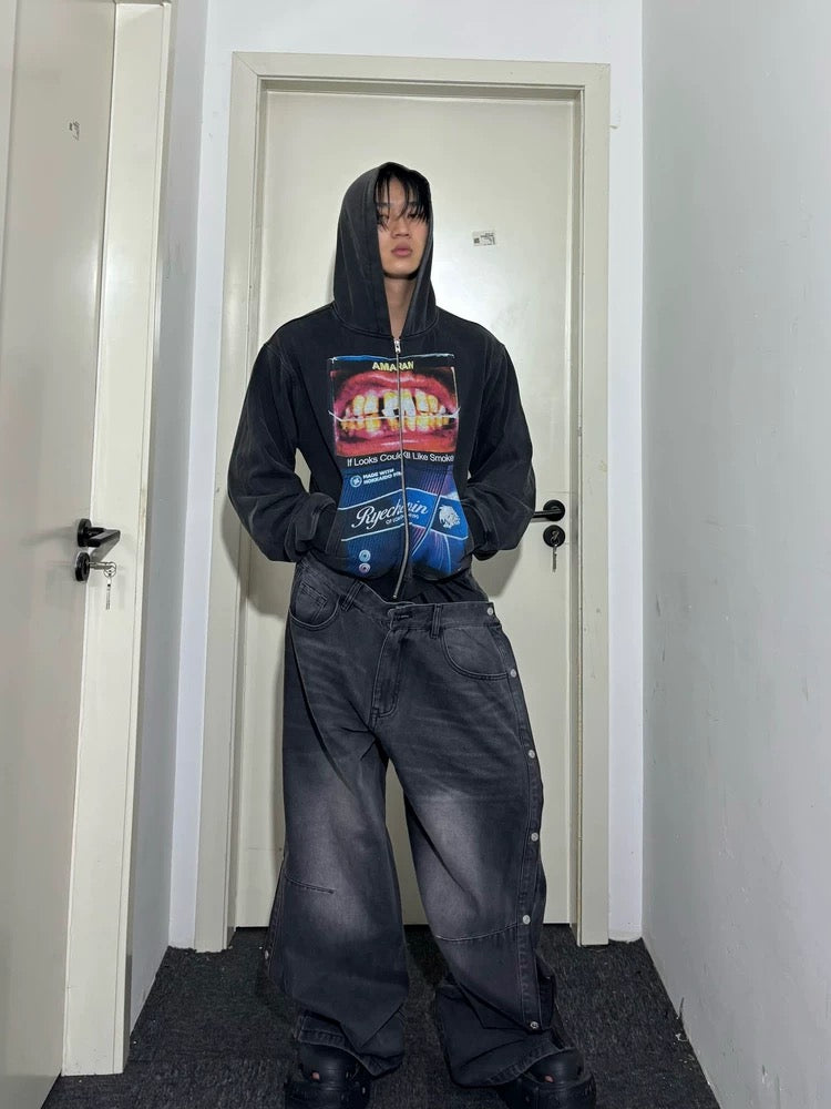 *RYE CHASIN *IF LOOKS COULD SMOKE ZIP-UP HOODIE